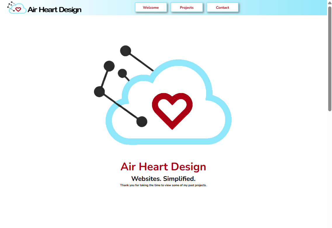A screenshot of a website homepage project.